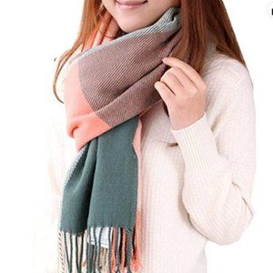 Wander Agio Women's Fashion Long Shawl Big Grid Winter Warm Lattice Large Scarf